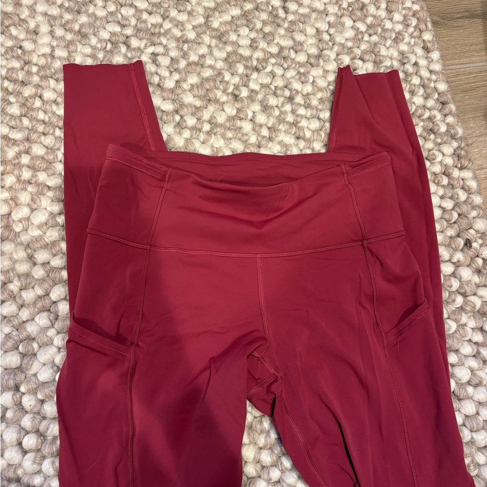 lululemon athletica Deep Red High-Rise Leggings with Side Pockets